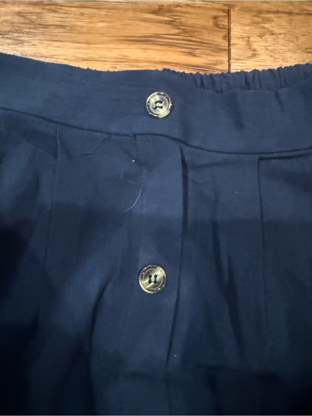 Vestidos Button-Front Navy Midi Skirt with Pockets - Picture 4 of 6